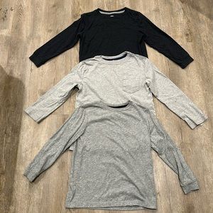 Kids size 5/6 Long sleeve cotton t-shirts, dark, medium, light gray. Layer up!